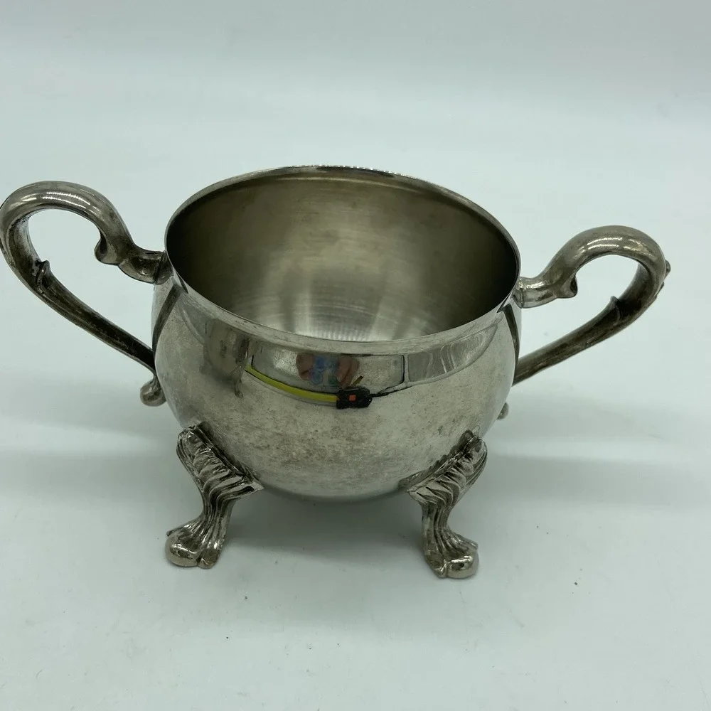 Sheridan Taunton Sugar & Creamer Set Vintage Silver Plated Footed Bowl & Pitcher